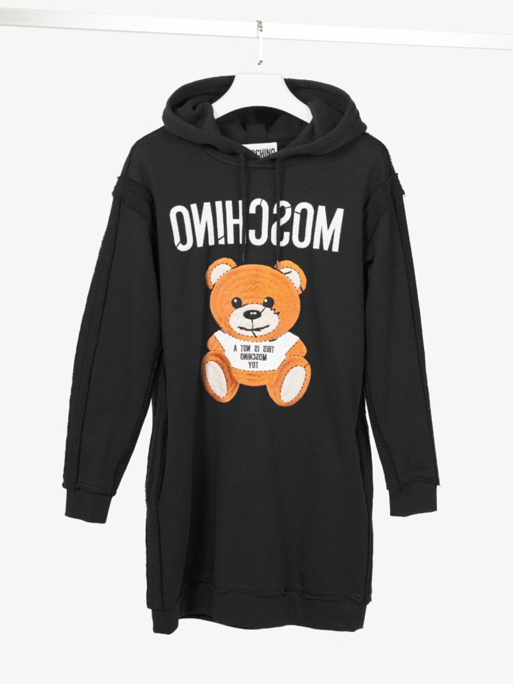 Moschino SS21 Black Oversized Teddy Bear Hoodie Dress